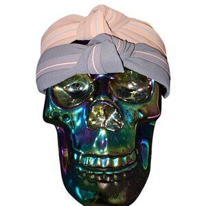 Top Knot Striped Fashion Headbands - Two pack Neutral Nude & Dove Gray